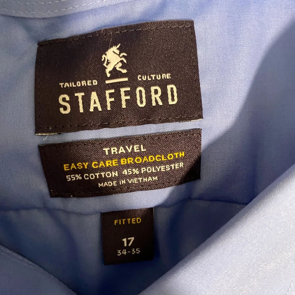 Stafford Men's Blue Dress Shirt - Picture 2 of 4